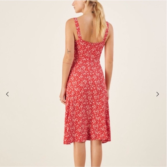 Reformation Floral Persimmon Midi Dress Sz 0P - Picture 2 of 7